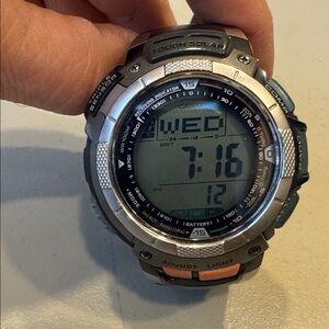 Casio Pro Trek Multifunction Watch with Black and Silver 
Solar atomic.
